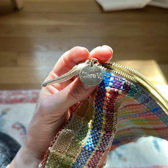 RARE Clare V flat clutch woven gingham leather checkered - Picture 2 of 5